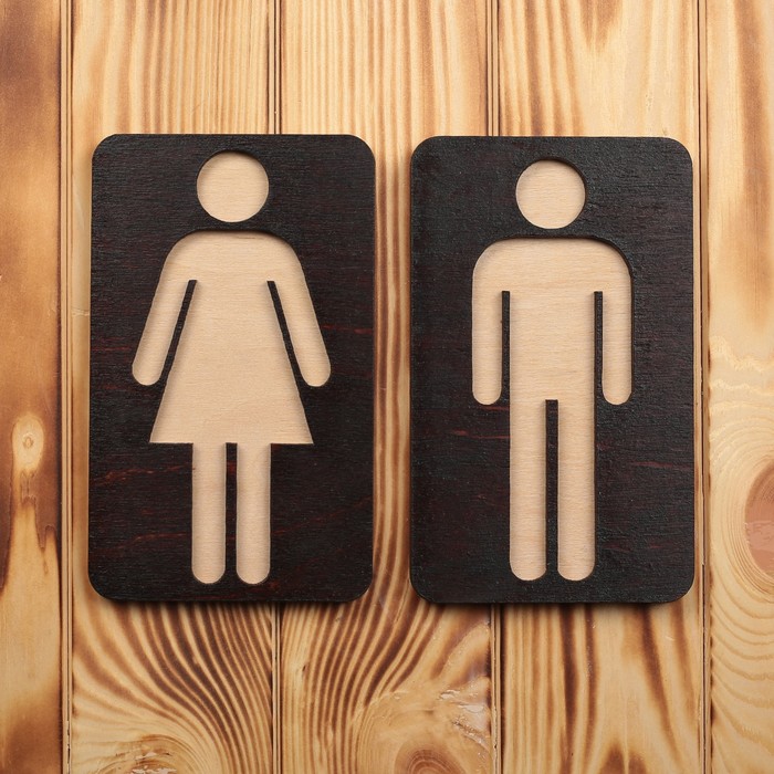 Табличка деревянная в уборную "М/Ж", раздельная
