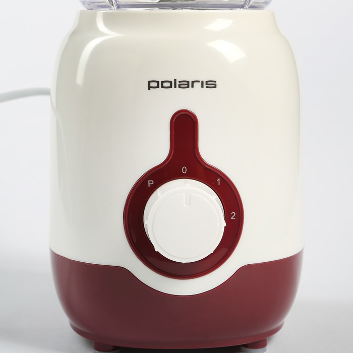 Блендер настольный Polaris PTB 0206, 500 Вт, 2 скорости, Белый/Бордовый