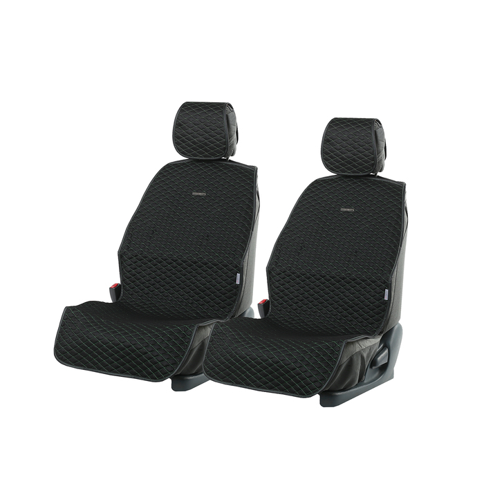 Накидки на передние сиденья PALERMO, велюр, черно-зеленый, набор 2 шт.