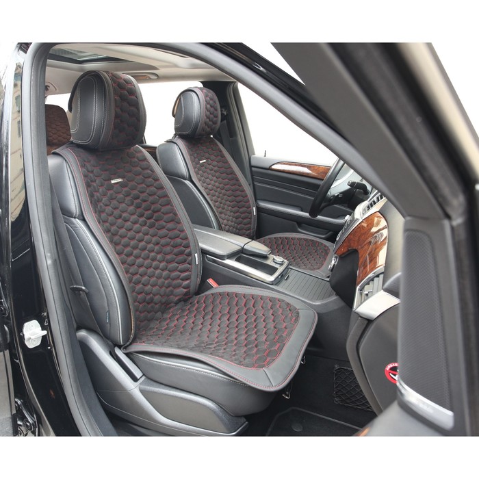 Накидки на передние сиденья CAPRI, экокожа, черно-красный, набор 2 шт.