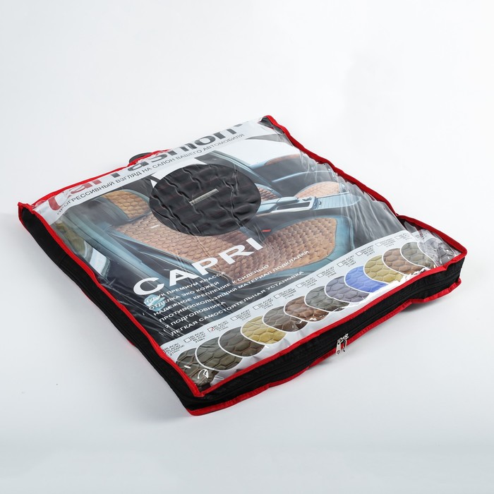 Накидки на передние сиденья CAPRI, экокожа, черно-красный, набор 2 шт.