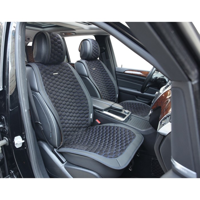 Накидки на передние сиденья CAPRI, экокожа, черно-синий, набор 2 шт.