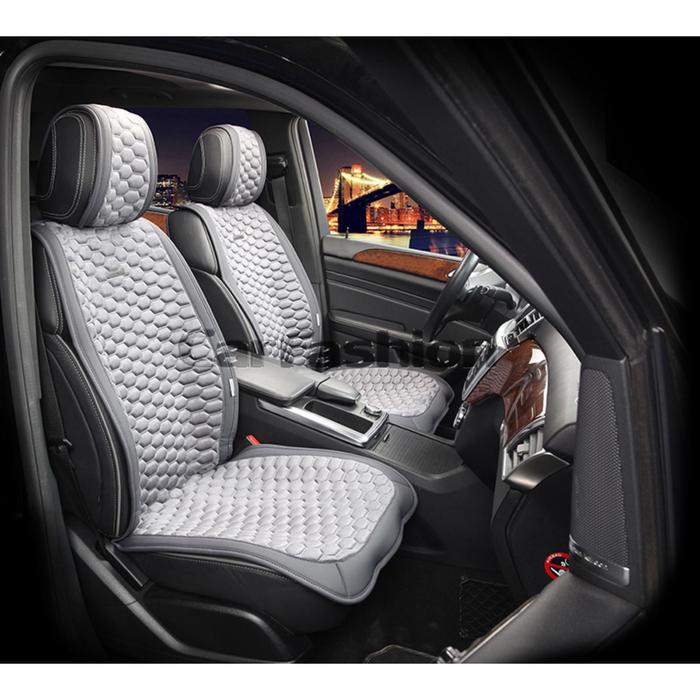 Накидки на передние сиденья CAPRI, экокожа, серый, набор 2 шт.