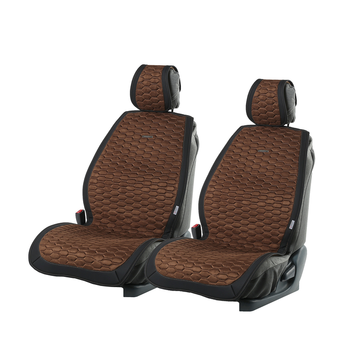 Накидки на передние сиденья CAPRI, экокожа, черно-коричневый, набор 2 шт.