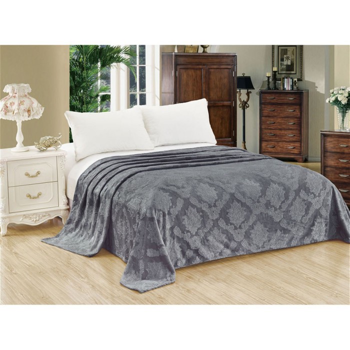 Плед "Парма", размер 200х220 см, велсофт 300 г/м2, цвет серый