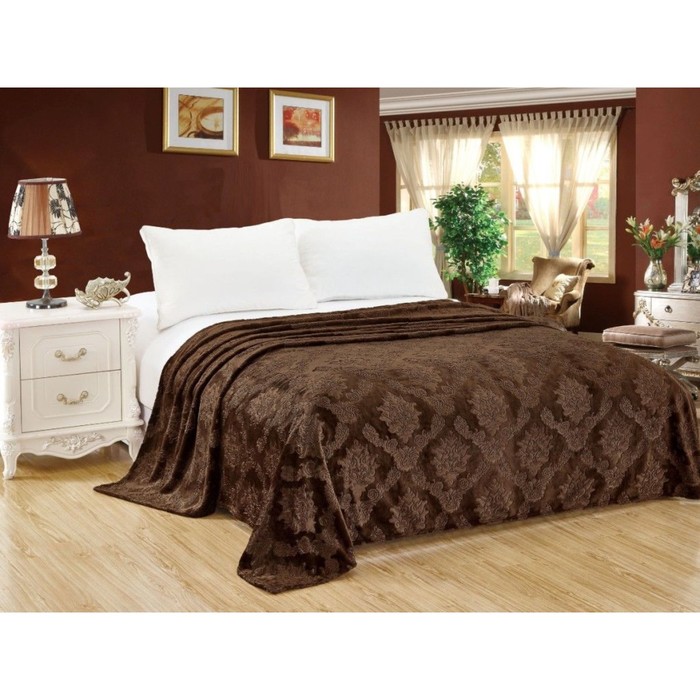 Плед "Парма", размер 200х220 см, велсофт 300 г/м2, цвет коричневый