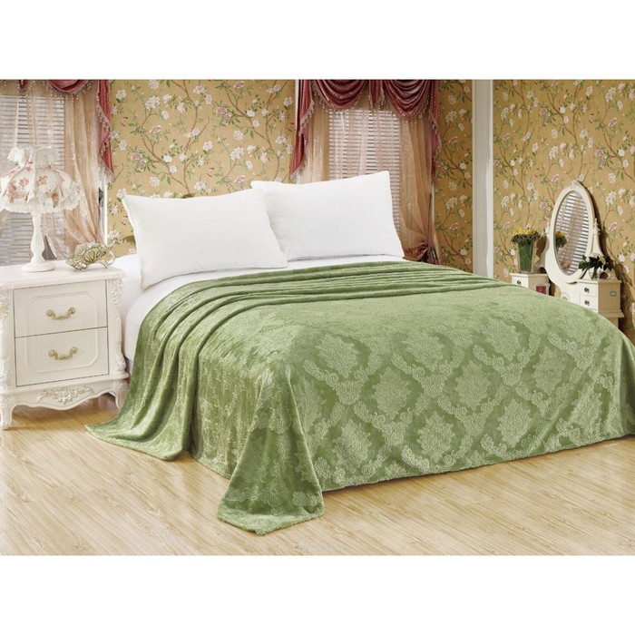 Плед "Парма", размер 200х220 см, велсофт 300 г/м2, цвет зелёный