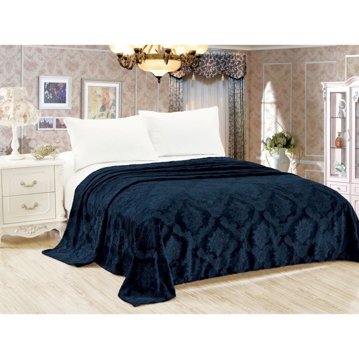 Плед "Парма", размер 200х220 см, велсофт 300 г/м2, цвет синий