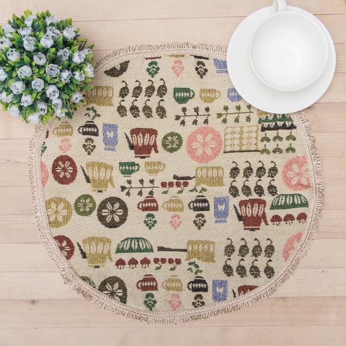 Салфетка "Этель" Гостевой сервиз бахромой d40 ± 2 см