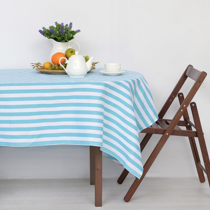 Скатерть "Этель" Голубая полоска 150х250 см, рогожка,160 гр/м2