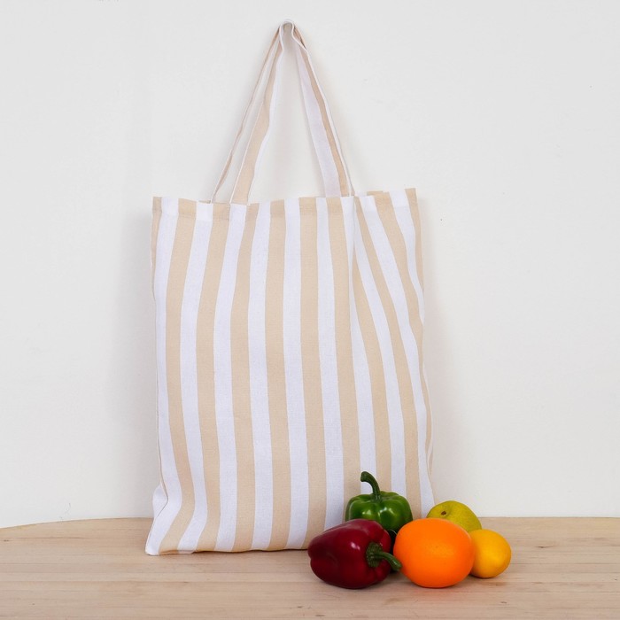 Сумка хозяюшке "Этель" Бежевая полоска 40х50х6 см, рогожка,160 гр/м2
