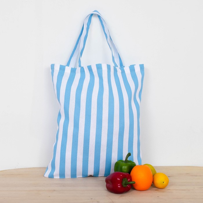 Сумка хозяюшке "Этель" Голубая полоска 40х50х6 см, рогожка,160 гр/м2
