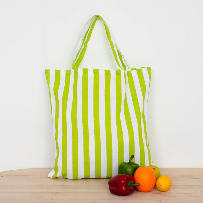 Сумка хозяюшке "Этель" Зеленая полоска 40х50х6 см, рогожка,160 гр/м2