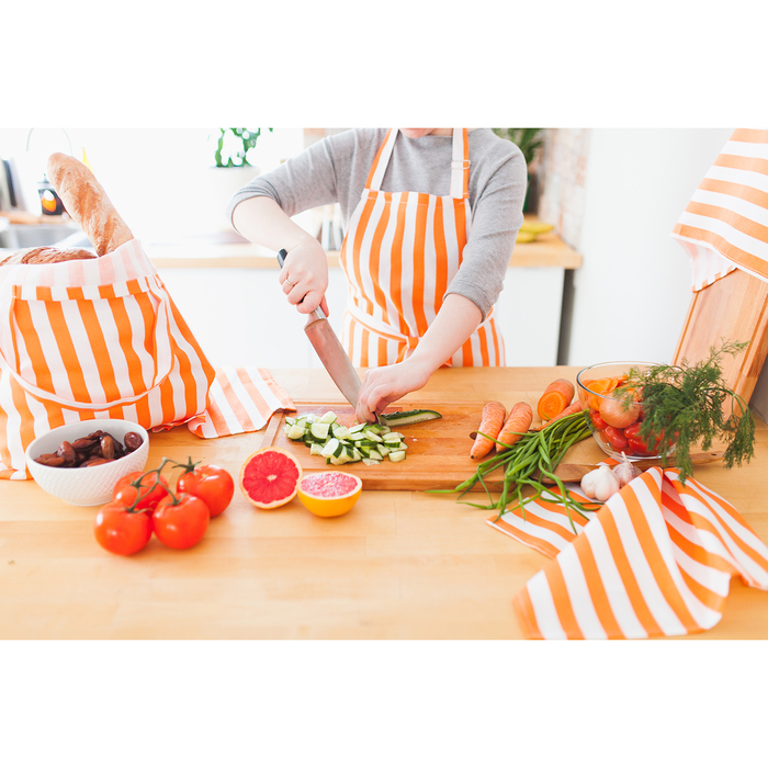 Сумка хозяюшке "Этель" Персиковая полоска 40х50х6 см, рогожка,160 гр/м2