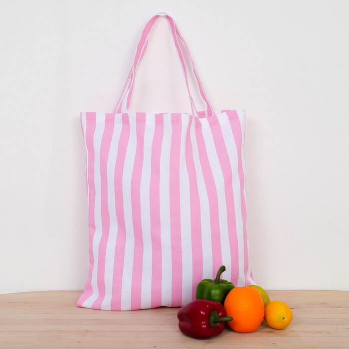 Сумка хозяюшке "Этель" Розовая полоска 40х50х6 см, рогожка,160 гр/м2