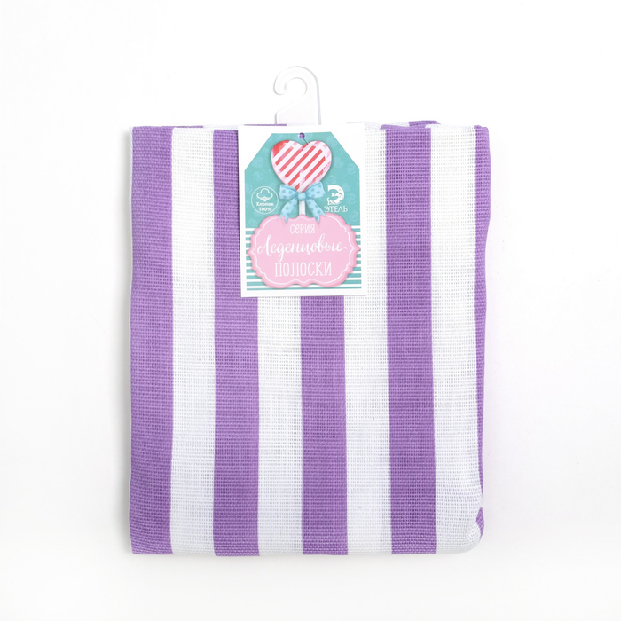 Сумка хозяюшке "Этель" Сиреневая полоска 40х50х6 см, рогожка,160 гр/м2
