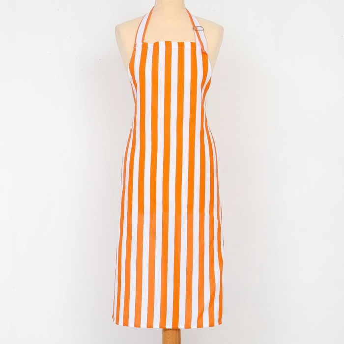 Фартук "Этель" Персиковая полоска, рогожка,160 гр/м2