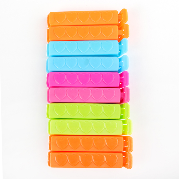 Набор зажимов для пакета 7,5 см, 10 шт, цвет МИКС