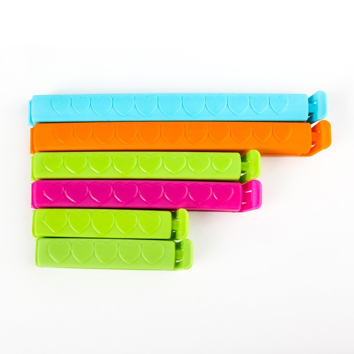 Набор зажимов для пакета 14/11/7 см, 6 шт, цвет МИКС