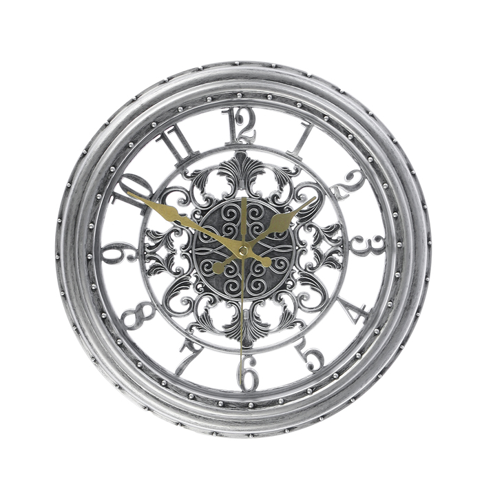 Часы настенные, серия Цифры, круглые, цифры по кайме, серебристые, d=28 см