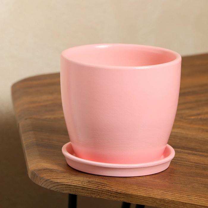 Цветочный горшок "Осень" 1,0 л глянец розовый лак