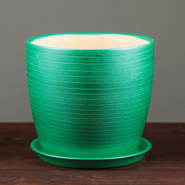 Кашпо "Осень" 3,0 л серпантин зеленый лак