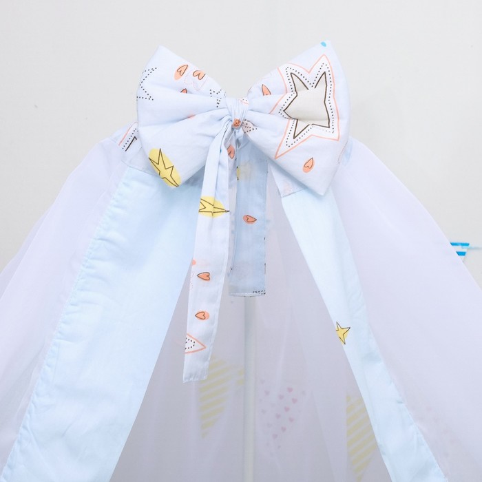 Комплект в кроватку 7 пр. "Мишка на луне", цвет голубой, сатин, хл100 115 гм