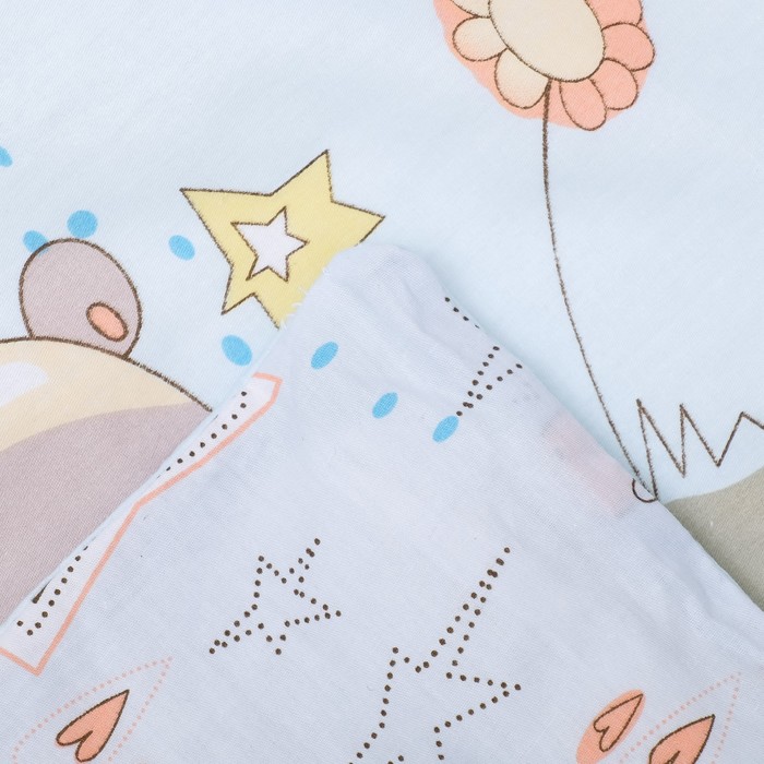 Комплект в кроватку 7 пр. "Мишка на луне", цвет голубой, сатин, хл100 115 гм