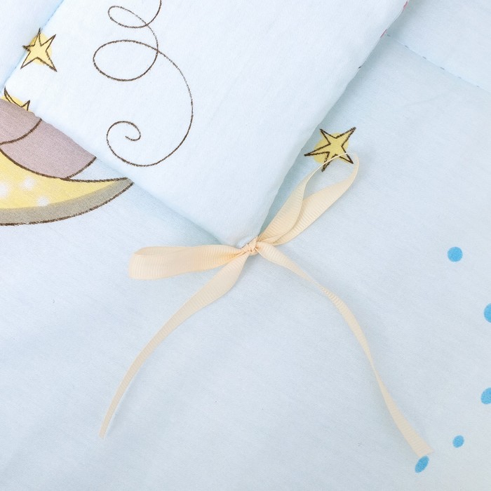 Комплект в кроватку 7 пр. "Мишка на луне", цвет голубой, сатин, хл100 115 гм
