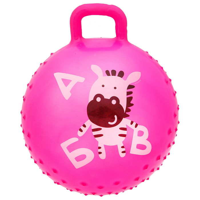 Мяч прыгун с ручкой массажный "Зебра" d=45 см, 350 гр, цвета микс