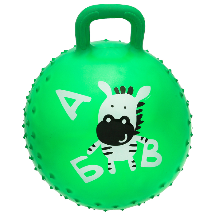 Мяч прыгун с ручкой массажный "Зебра" d=45 см, 350 гр, цвета микс