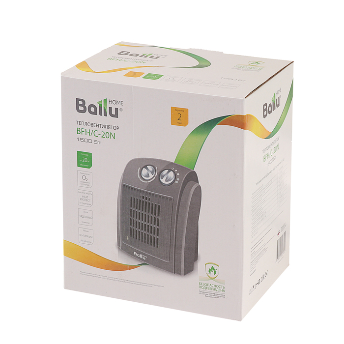 Тепловентилятор Ballu BFH/C-20N, 1500 Вт, защита от перегрева, серый