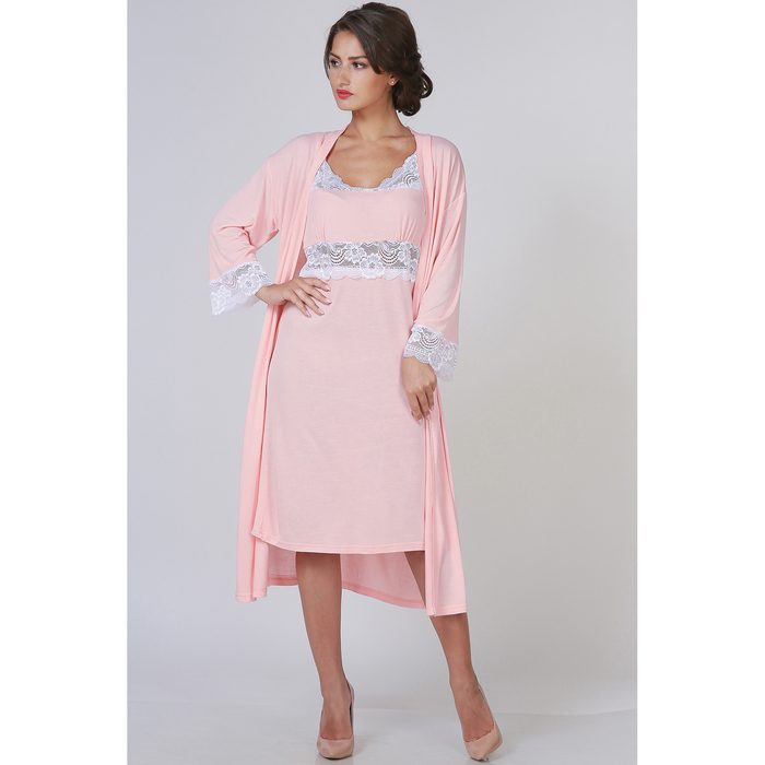 Комплект женский (накидка, сорочка) "Ласса 2" 1027 вискоза цвет персик, р-р 56