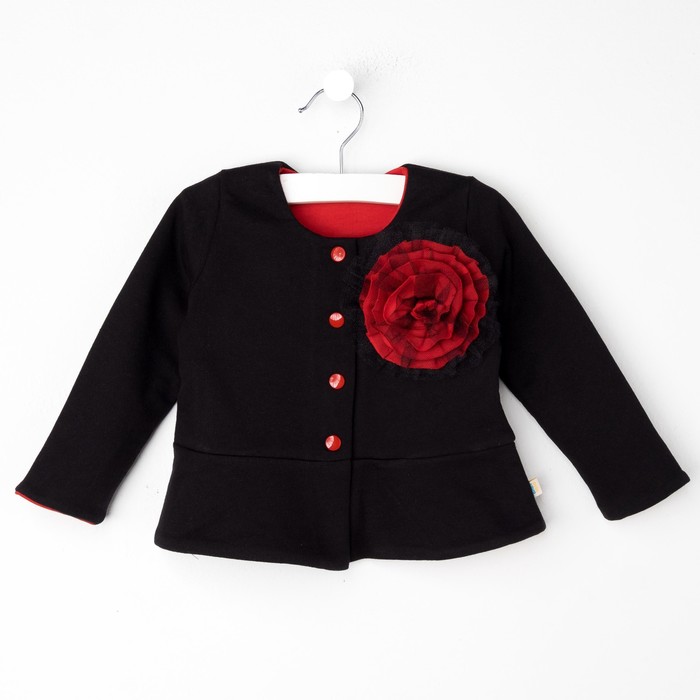 Жакет с цветком для девочки, рост 92 см, цвет чёрный, красный КЛ-17_М