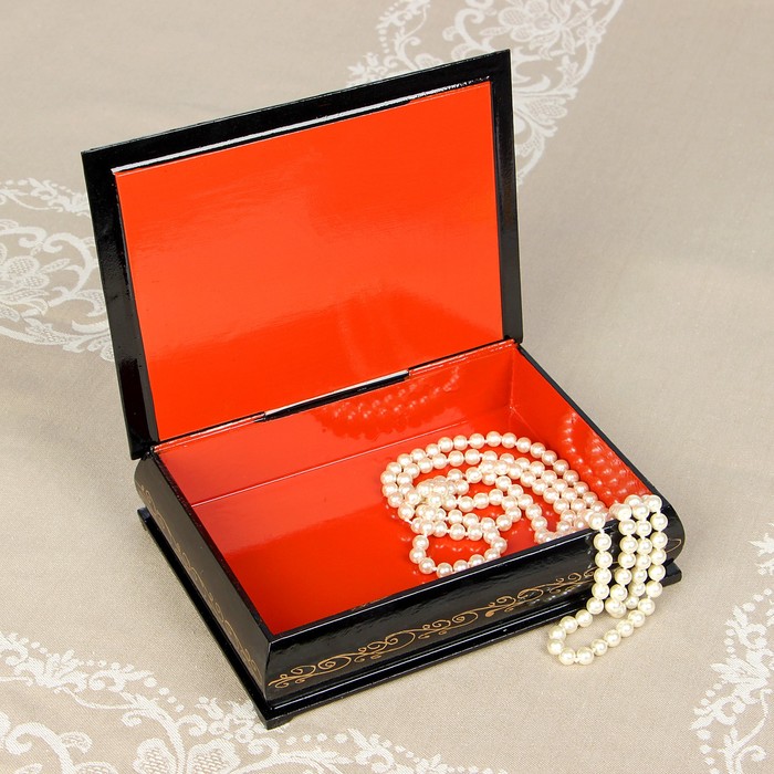 Шкатулка «Тигр в траве», лаковая миниатюра, 17х22 см