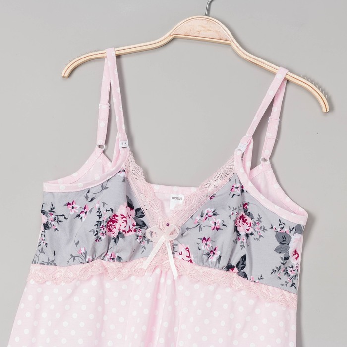 Комплект для беременных и кормящих (сорочка, халат) 630 цвет серый/розовый, р-р 44