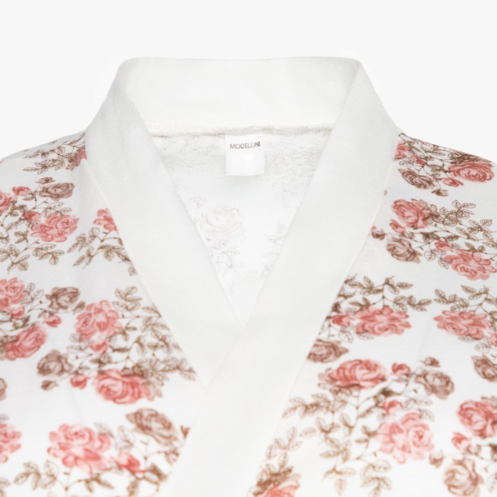 Комплект для беременных и кормящих (сорочка, халат) 550 цвет бежевый/цветы, р-р 42