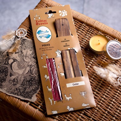 Ароманабор ароматы зодиаков "Рыбы" (20 палочек с деревянной подставкой)  УЦЕНКА