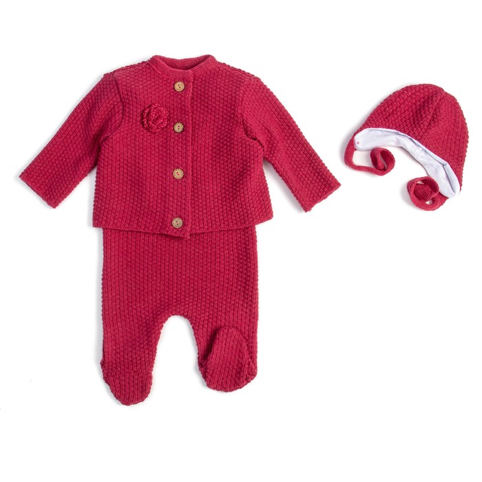 Комплект (шапочка+полукомбинезон+кофточка), рост 62-68 (20) см, цвет брусничный 1709_М