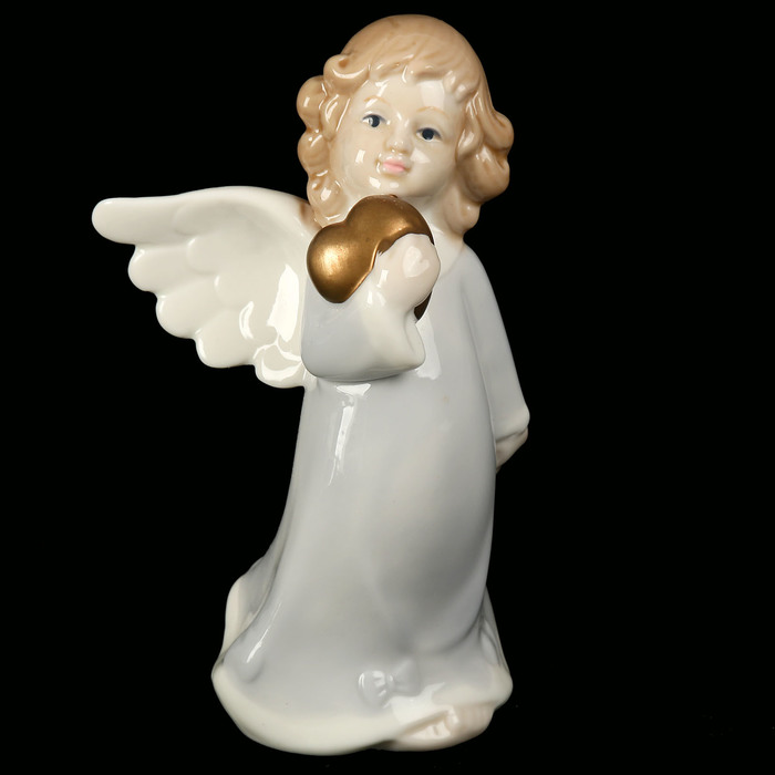 Сувенир керамика "Ангел с золотым сердцем" 14,5х9,5х6 см