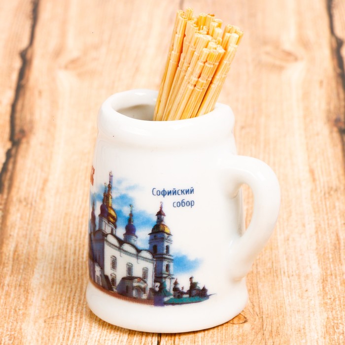 Магнит кружка с зубочистками «Тобольск», 4.5 х 4.5 х 2.5 см