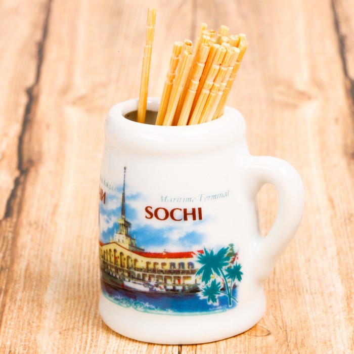 Магнит кружка с зубочистками «Сочи», 4.5 х 4.5 х 2.5 см