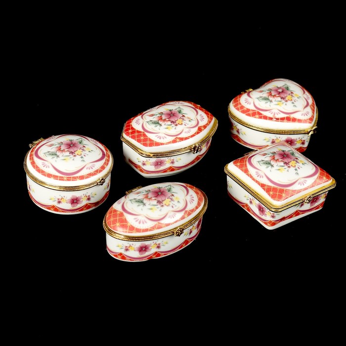 Шкатулка керамика "Букет полевых цветов" МИКС 3,5х7х7,5 см