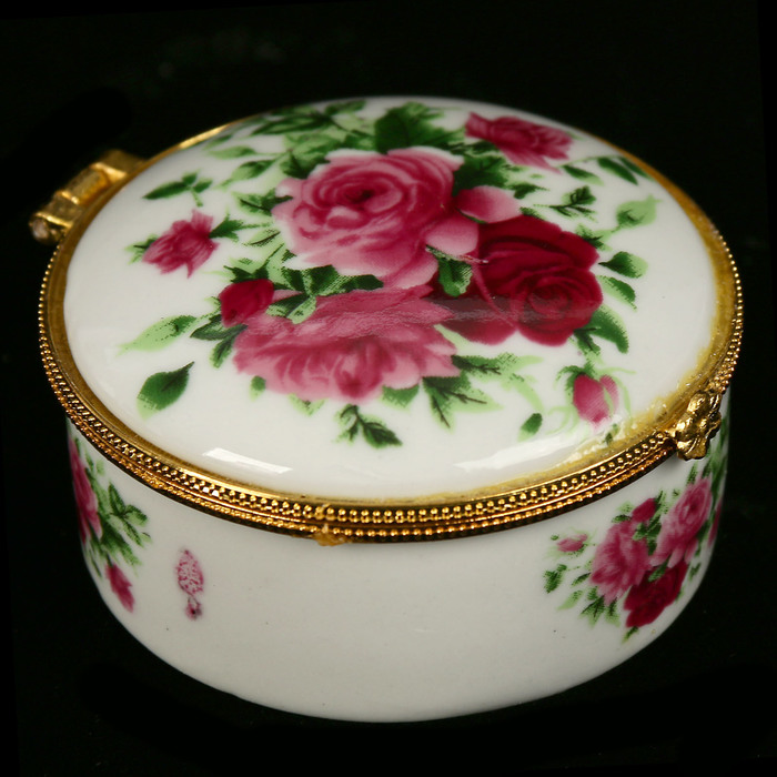 Шкатулка керамика "Розовые розы" МИКС 3,5х7х7,5 см
