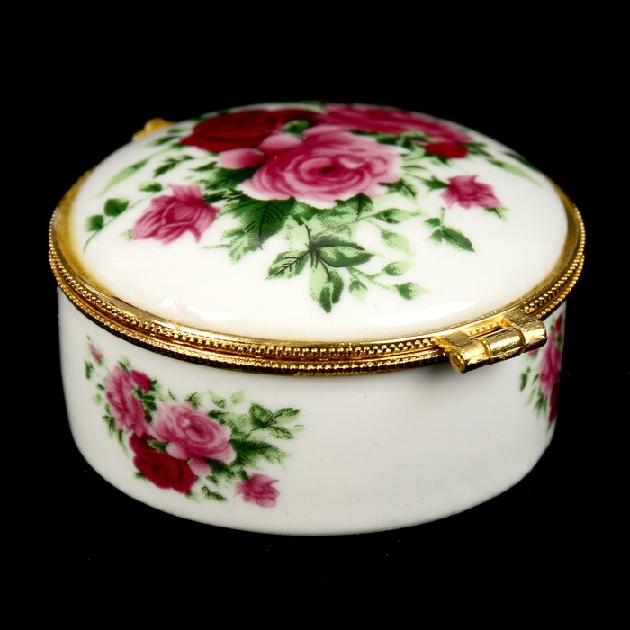 Шкатулка керамика "Розовые розы" МИКС 3,5х7х7,5 см