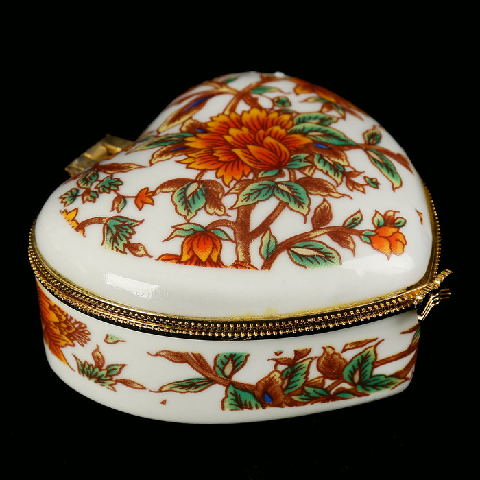 Шкатулка керамика "Оранжевые цветы" МИКС 3,5х7х7,5 см