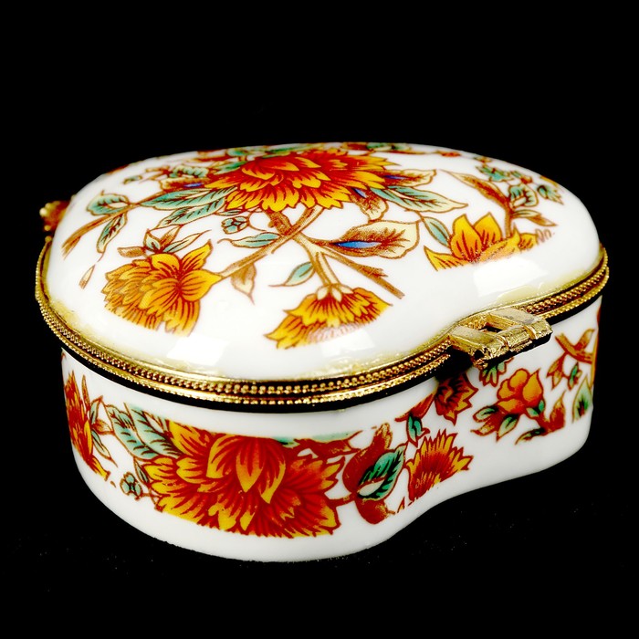 Шкатулка керамика "Оранжевые цветы" МИКС 3,5х7х7,5 см