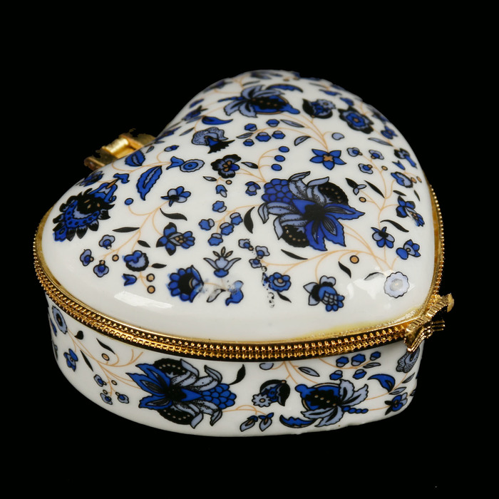 Шкатулка керамика "Синие цветы" МИКС 3,5х7х7,5 см