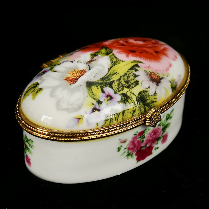 Шкатулка керамика "Пышный букет" МИКС 3,5х7х7,5 см