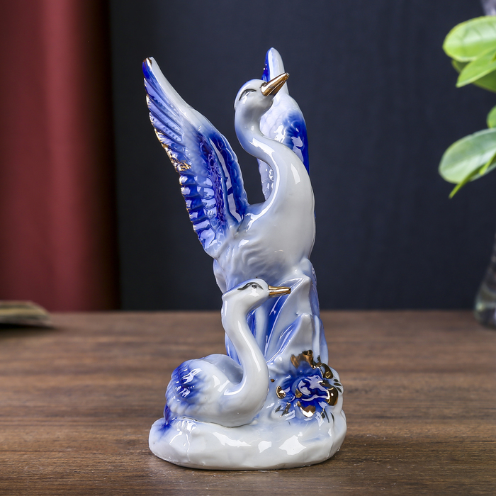 Сувенир керамика "Лебединая песня" голубые 12,5х6х7 см